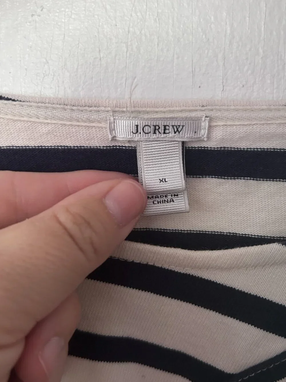 J. Crew Strutctured Nautical Top Womens XL Cream Blue Striped Preppy Yacht Coast